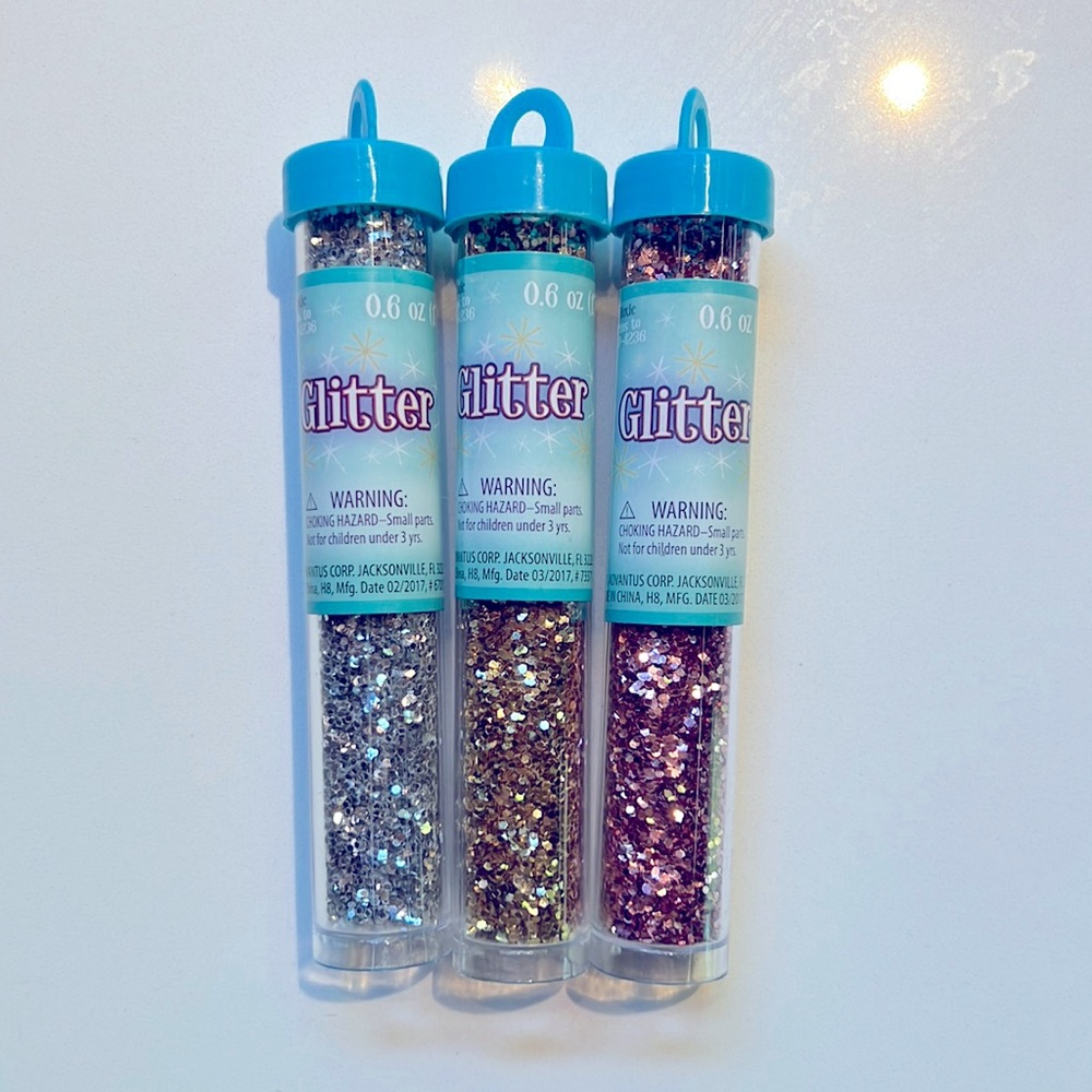 Set of 3 Tubes of Glitter in Silver/Gold/Pink 0.6 ounces each. New. Never used.